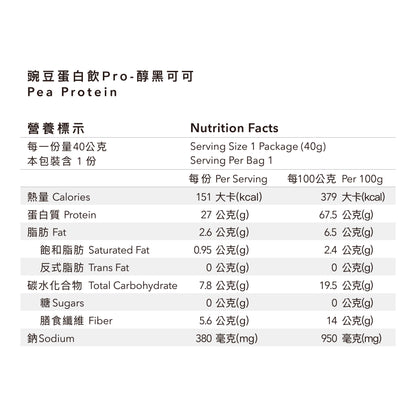 全素豌豆蛋白飲Pro - 醇黑可可