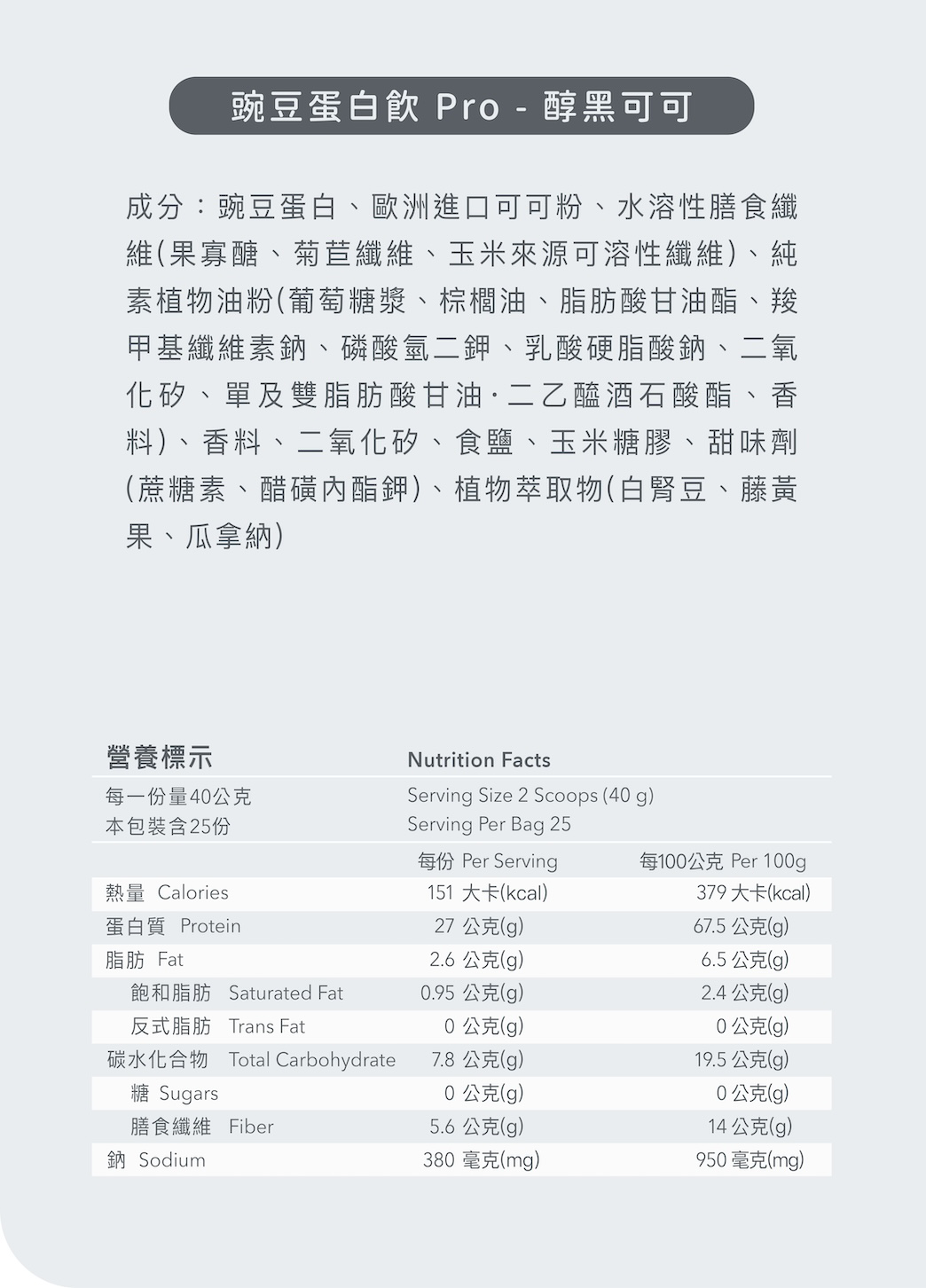 全素多效豌豆蛋白飲 PRO 1KG 大包裝 - 醇黑可可