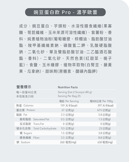全素多效豌豆蛋白飲 PRO 1KG 大包裝 - 濃芋歐蕾