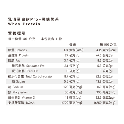 多效乳清蛋白飲PRO - 黑糖奶茶