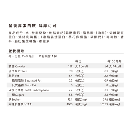 營養高蛋白飲 - 醇厚可可