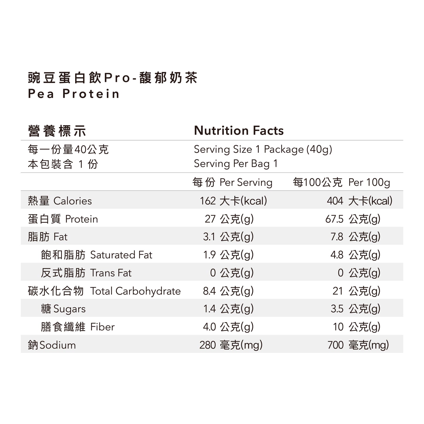全素豌豆蛋白飲Pro - 馥郁奶茶