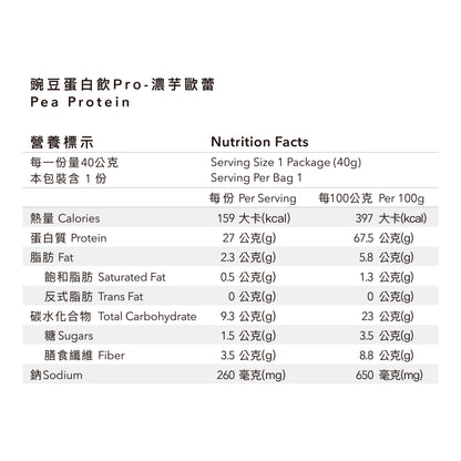 全素豌豆蛋白飲Pro - 濃芋歐蕾